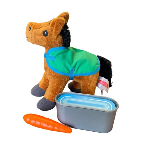 Melissa Doug Horse Plush Stuffed Animal Removable Blanket Trough Carrot - Picture 1 of 7